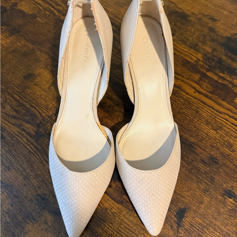 Calvin Klein Cream Pointed Toe Heels